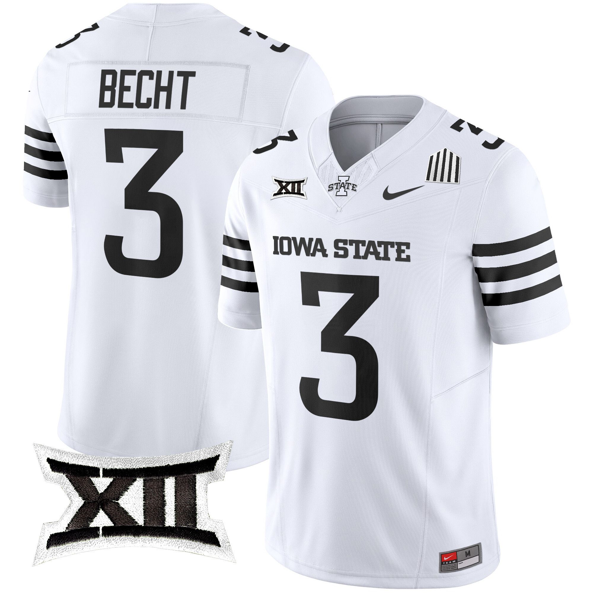 Men Iowa State Cyclones #3 Becht White Nike 2024 Vapor Limited NCAA Jersey style 1